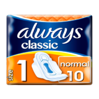 Always Classic Normal (Size 1) Sanitary Towels 10 (Case of 16)