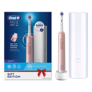 Oral-B Pro 3 3500 3D White Pink Electric Toothbrush (+Travel Case)