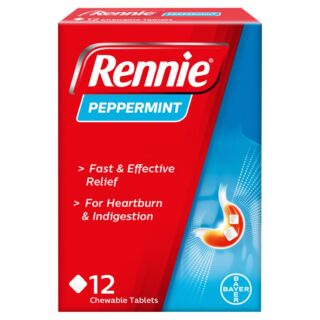 Rennie Peppermint Chewable Indigestion & Heartburn Relief - 12 Tablets