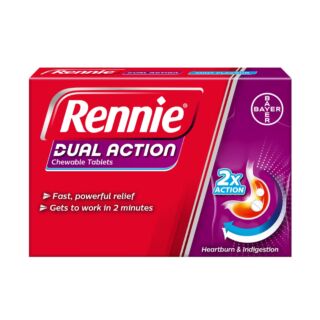 Rennie Dual Action - Mint Flavour - 24 Chewable Tablets
