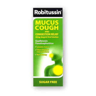 Robitussin Mucus Cough Congestion Relief - 20mg 6mg/ml - 100ml