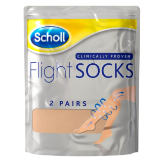 Scholl Flight Socks Natural 2 Pairs - Sizes 6.5-8