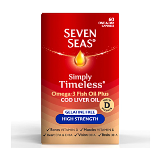 Seven Seas High Strength Pure Cod Liver Oil – 60 Capsules (Expires 01/24)