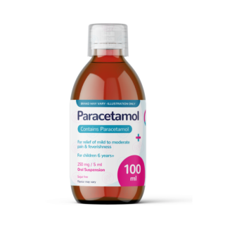 Paracetamol Suspension Children 6+ 250mg/5ml (Sugar Free) - 100ml (Brand May Vary)
