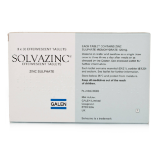 Solvazinc Tablets 125mg - 90 Tablets