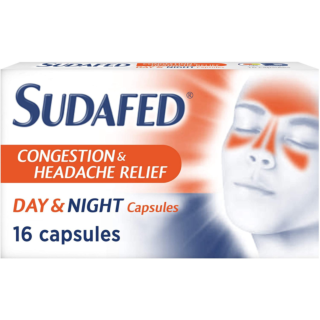 Sudafed Congestion & Headache Relief Day & Night – 16 Capsules