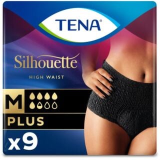 TENA Plus Silhouette High Waist Pants Black Medium - 9 Pack