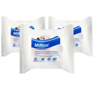 Milton Antibacterial Surface Wipes - 3 Pack of 30 Wipes