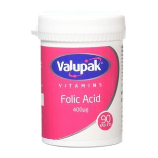 Valupak Folic Acid - 90 x 400mcg Tablets