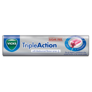 Vicks Triple Action Blackcurrant Throat Sweet - 12 Lozenges