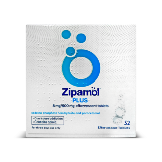 Zipamol Plus 8mg/500mg Effervescent Tablets - 32 Tablets