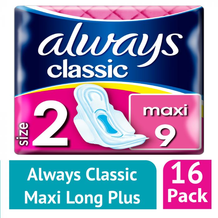 Buy Always Classic Maxi (Size 2) Sanitary Towels 9 (Case of 16) Chemist4U