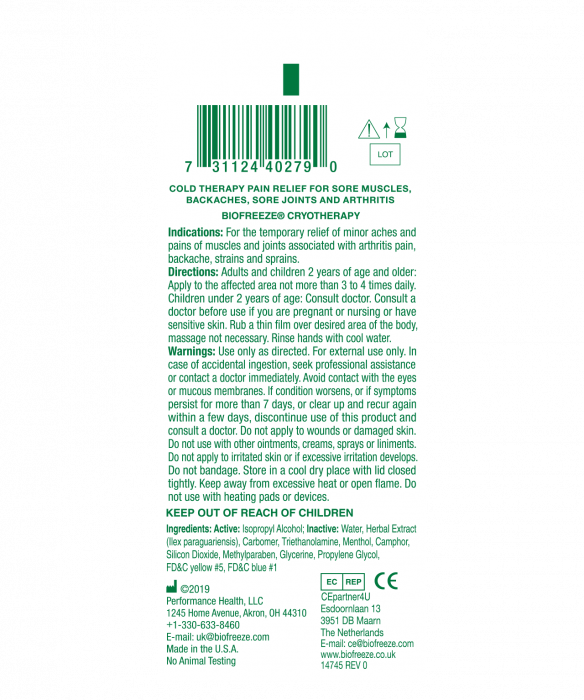 Buy Biofreeze Pain Relieving Gel - 118ml