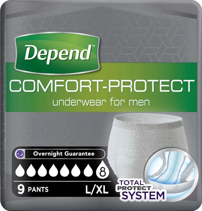 Depend Comfort Protect Underwear for Men Large/XLarge x 9 Chemist 4 U