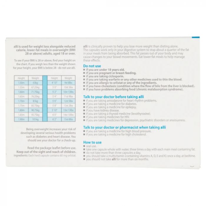 Buy Alli Weight Loss Capsules 60mg 84 Capsules | Weight Loss | Chemist4U