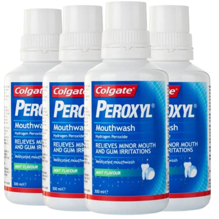Colgate Peroxyl Medicated Mouthwash 300ml 4 Pack