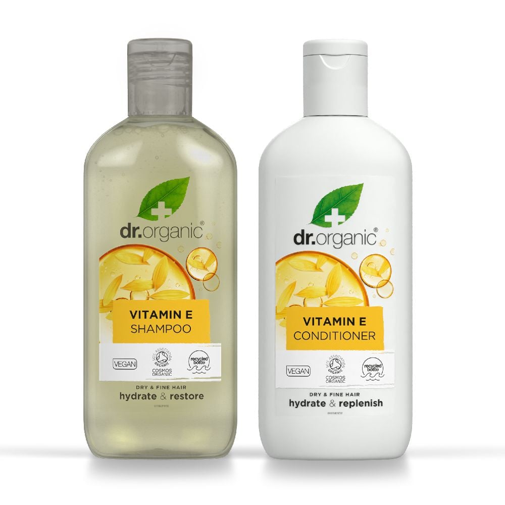Dr Organic Vitamin E Shampoo And Conditioner Bundle For Dy & Fine - 2x265ml