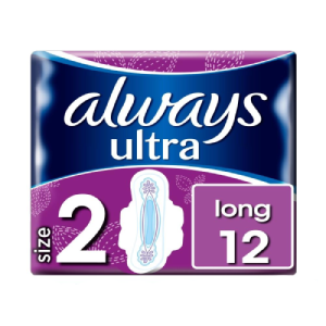 Always Ultra Long (Size 2) Sanitary Towels Wings 12 (Case of 12)