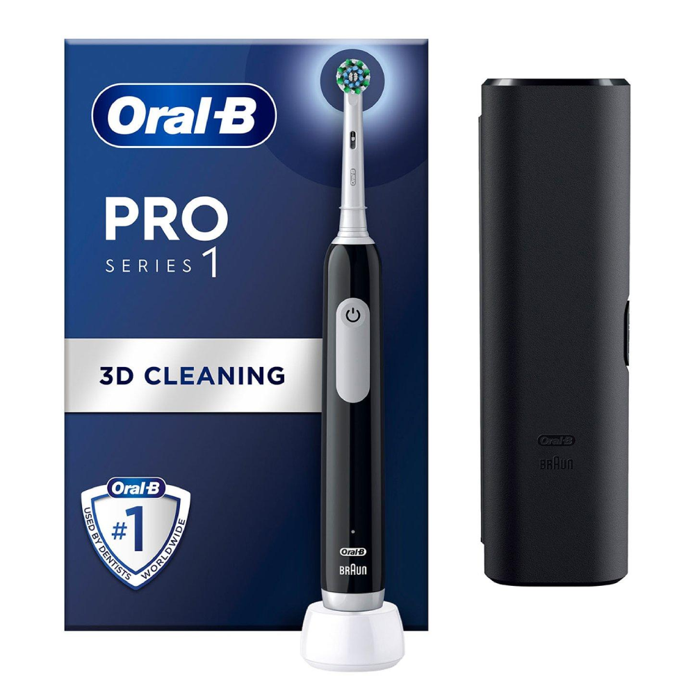Oral-B Pro 1 Cross Action Black Electric Toothbrush (+Travel Case)