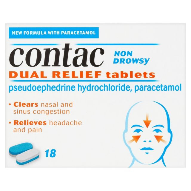 Contac Cold & Flu Dual Relief 18 Tablets NonDrowsy Chemist 4 U