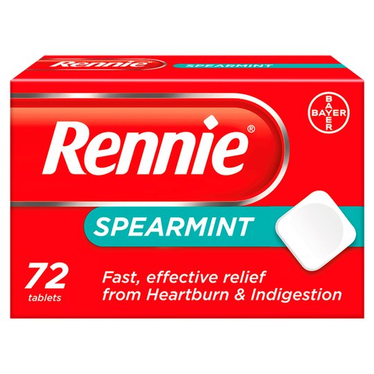 Rennie Spearmint Indigestion & Heartburn Relief - 72 Tablets