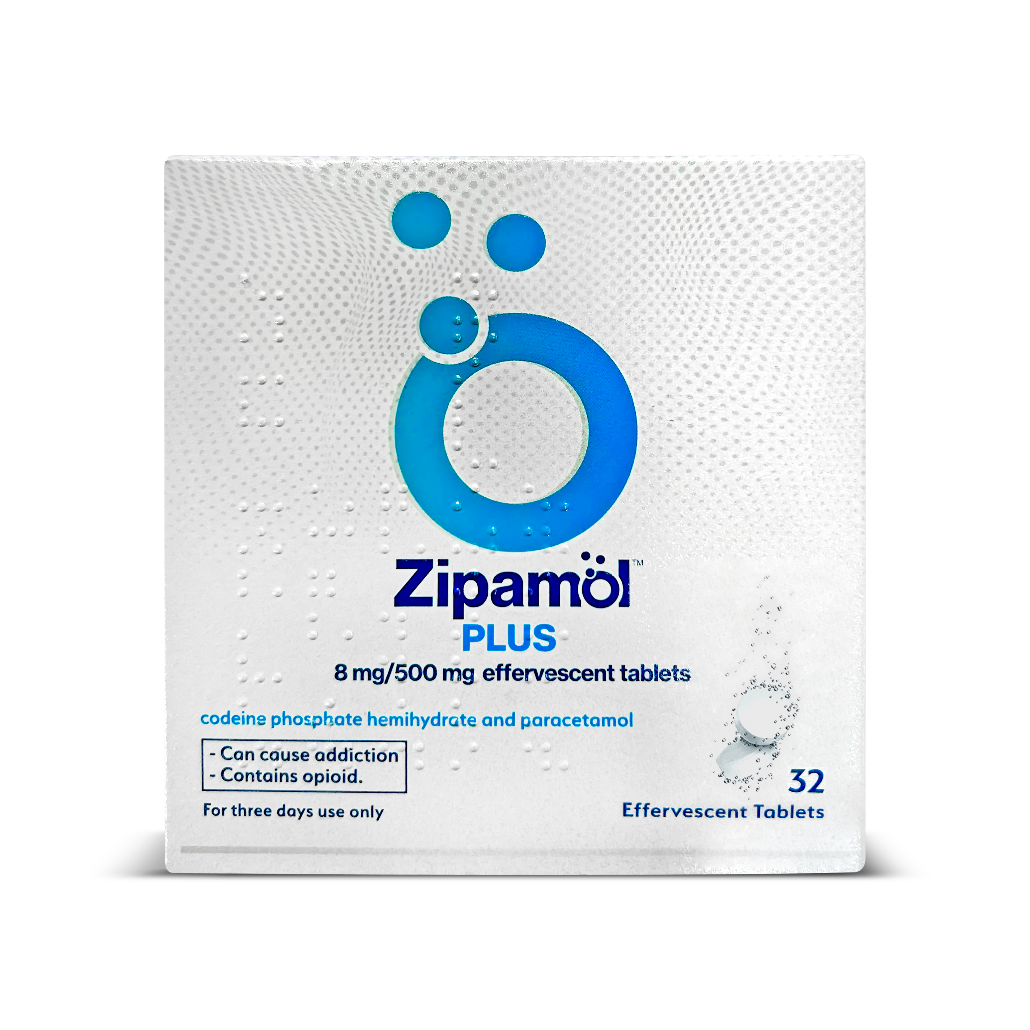 Zipamol Plus 8mg/500mg Effervescent Tablets - 32 Tablets