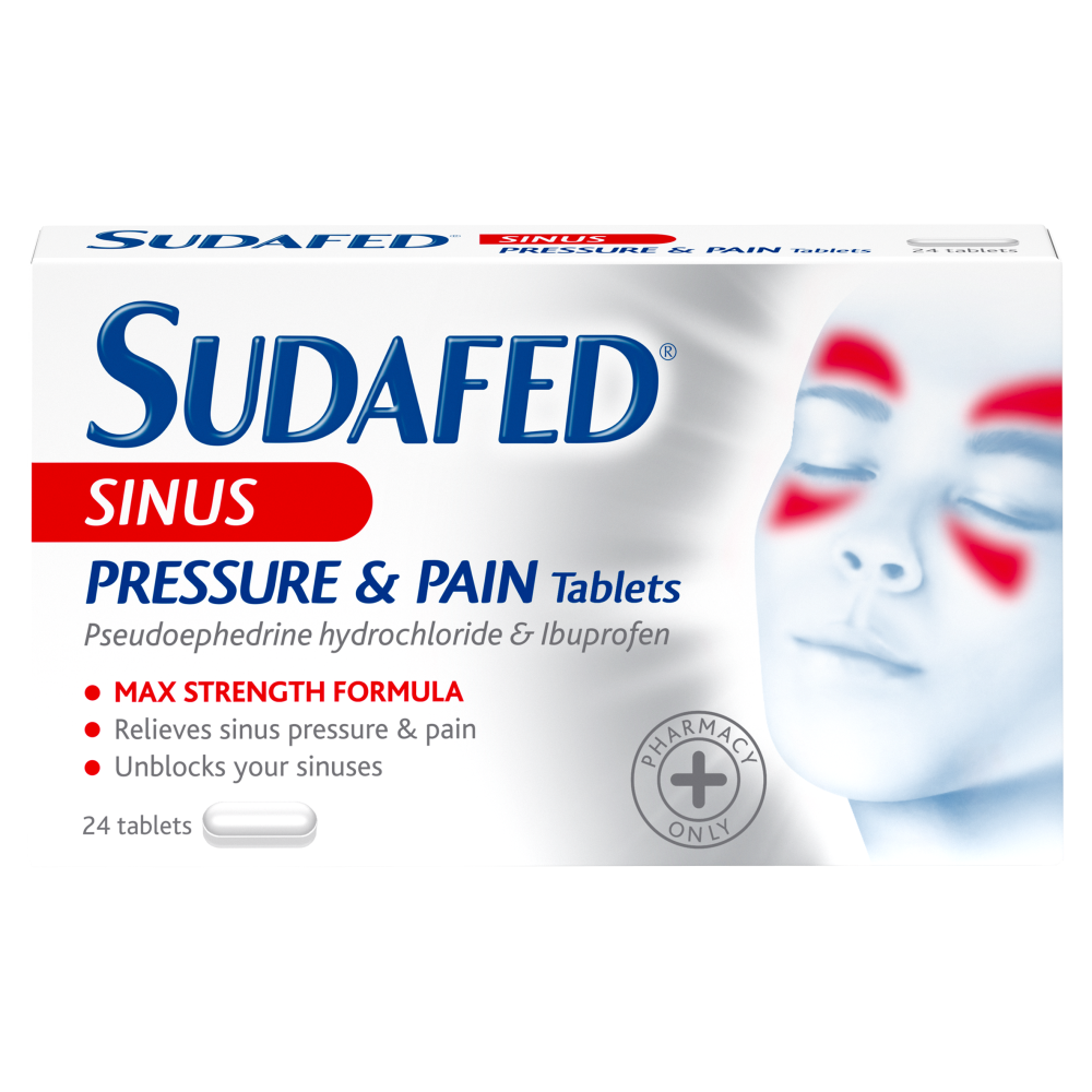 Buy Sudafed Sinus Pressure & Pain Relief 24 Tablets Chemist4U