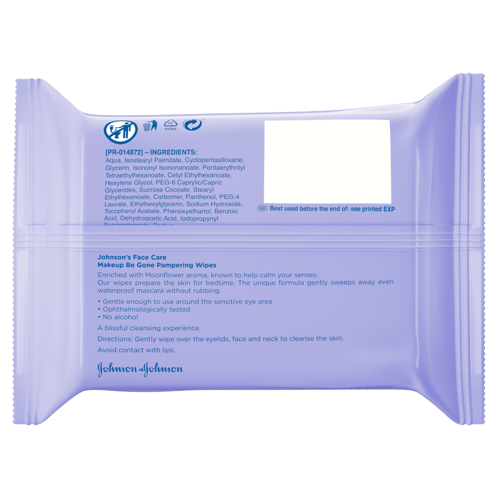 Johnson's Face Care Makeup Be Gone Pampering Wipes 25 Wipes Chemist4U