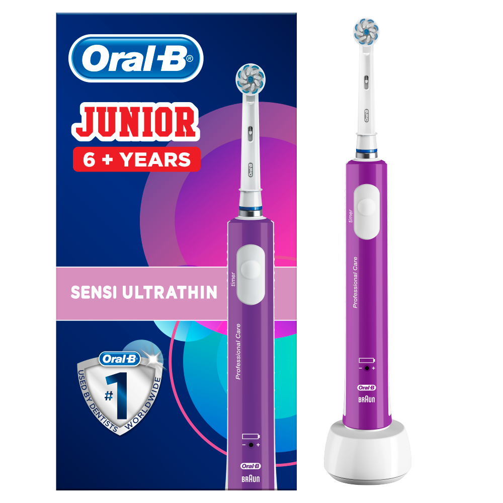 OralB Junior Purple Electric Rechargeable Toothbrush Chemist4U