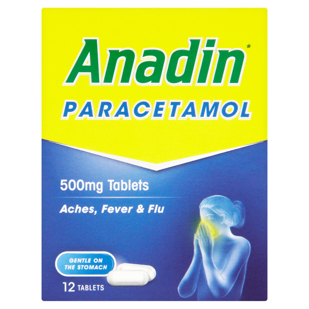 Anadin Paracetamol 12 x 500mg Tablets Chemist 4 U