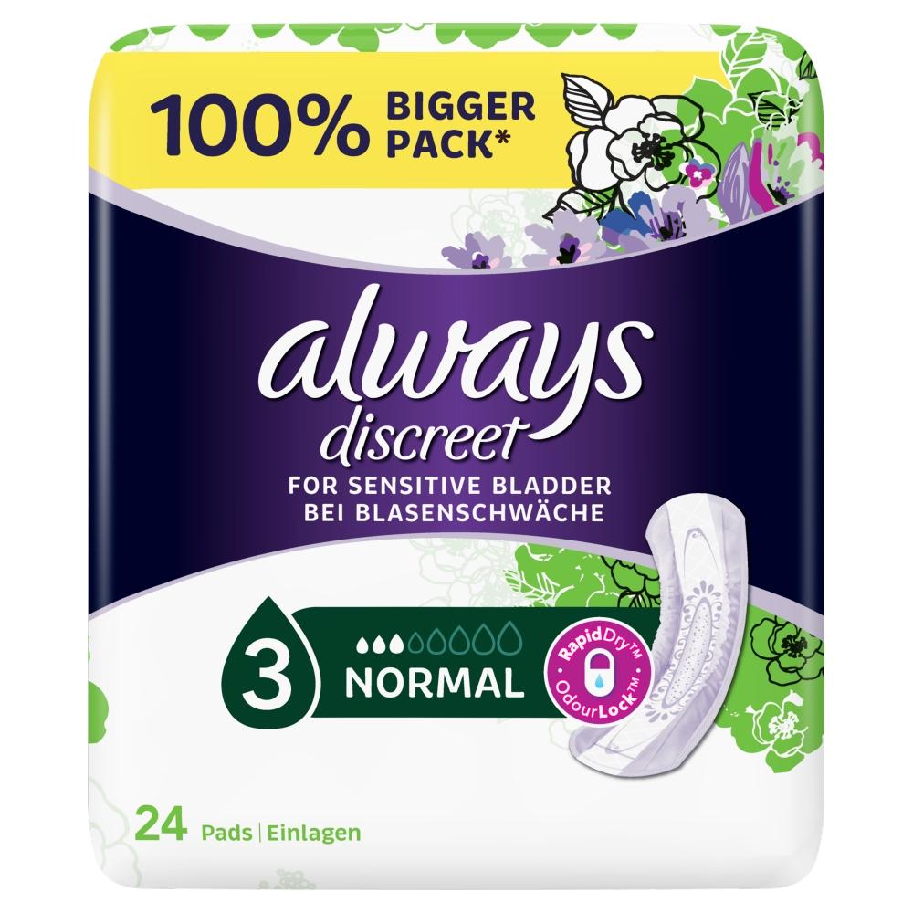 Buy Always Discreet Incontinence Pads Normal 24 Pack