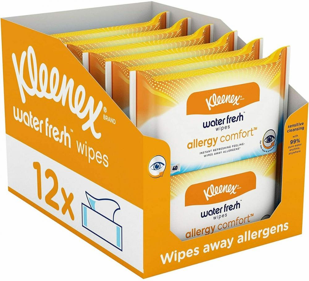 Kleenex Allergy Comfort Waterfresh Wipes 12 Packs 480 Individual Wipes