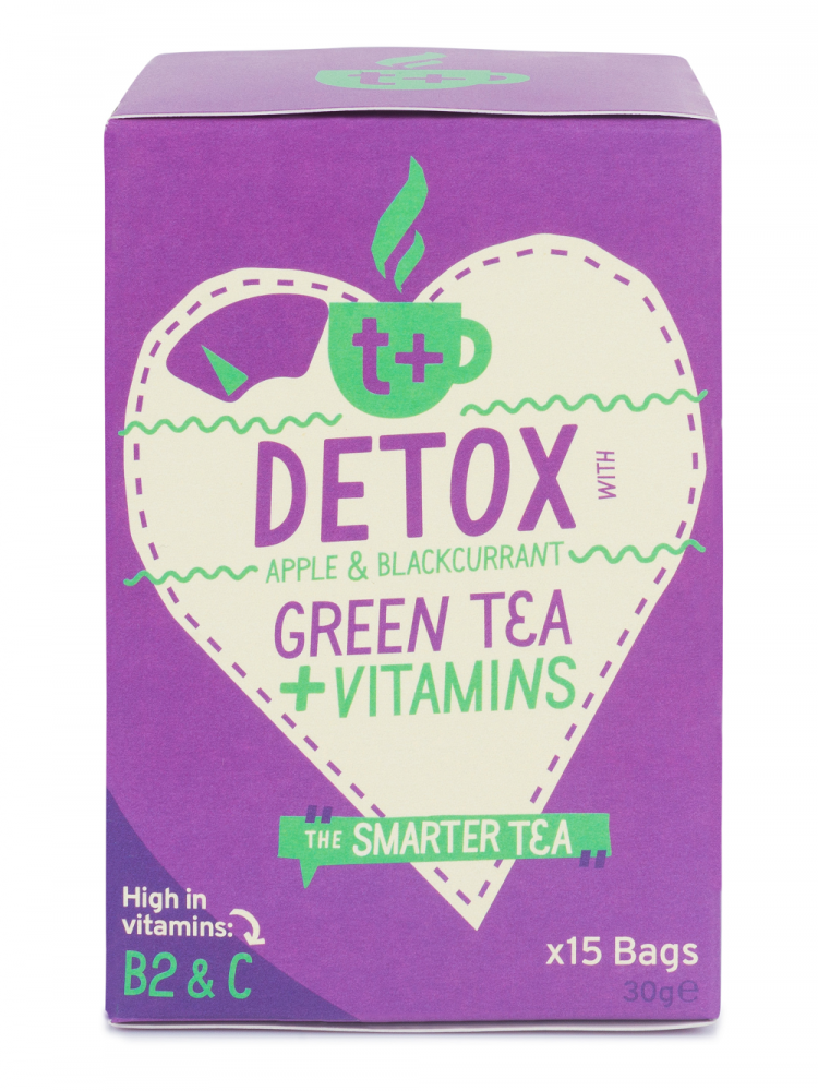 t+ detox, green tea with herbs and vitamins, pack of 15 ...