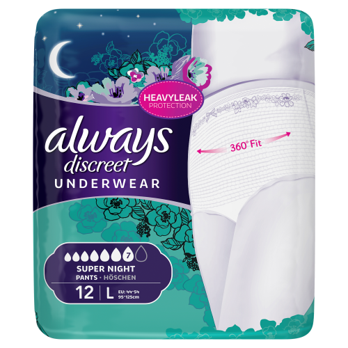 Always Discreet Incontinence Pants Super Night Large 12 Chemist 4 U