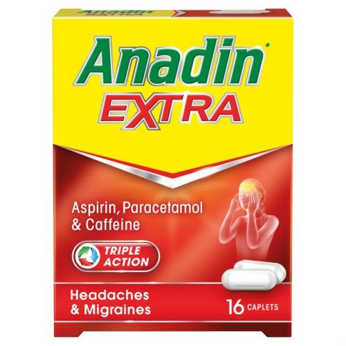 Anadin Extra 16 Caplets Paracetamol Aspirin & Caffeine Chemist4U